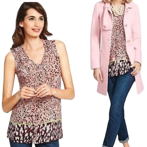 Cabi Size Medium Beguile Semi Sheer Animal Print Tunic-Button Front - Picture 2 of 8